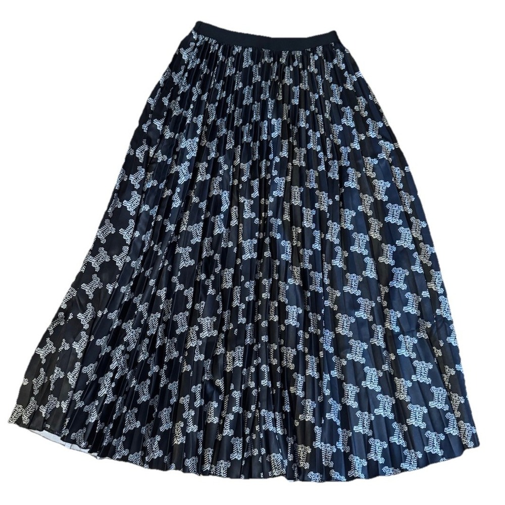 N By Nancy Pleated Midi Skirt Black White Print New Size‎ XS